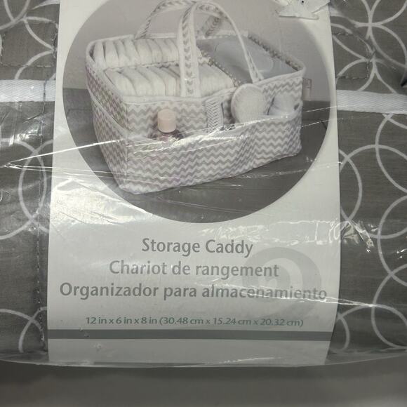 Trend Lab Storage Caddy Gray Geometric Circle Print Baby Diaper Holder - Picture 2 of 3